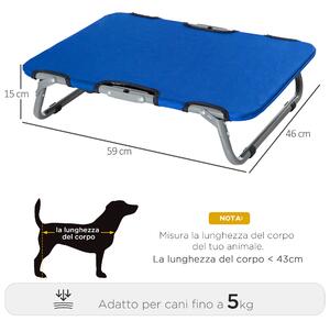 PawHut brandina cani piccola taglia brandina cani pieghevole brandina cani taglia piccolo lettino cani Blu 59 × 46 × 15cm