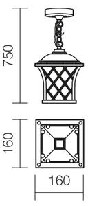 Redo 9952 - Lampadario da esterno a sospensione con catena BREMEN 1xE27/42W/230V IP23 oro/patina