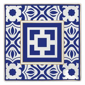 BACI MILANO piatto quadrato in porcellana decoro blu e bianco INFINITY cm 27 x 27