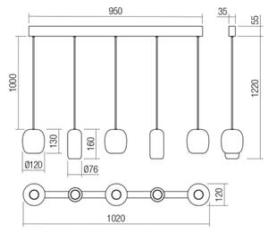 Redo 01-3481 - Lampadario a sospensione con filo BOOM 5xGU10/10W/230V nero/verde/marrone