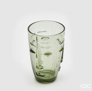 Set 6 Bicchieri in Vetro colorato Viso Abstract Verde Confezione grande da 6 - EDG Enzo De Gasperi