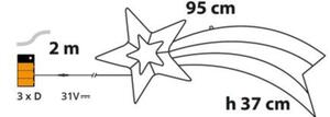 Figura natalizia stella cometa 90 lampadine bianco freddo H 37 cm