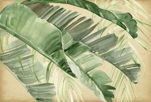 Salvadori Arte tela stile tropicale dipinta a mano "Green palms" mis 120 x 80