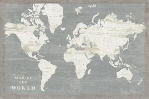 Salvadori tela stampata "Slate World Map" mis 120 x 80