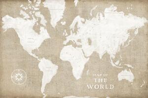 Salvadori tela stampata "Burlap World Map I" mis 120 x 80