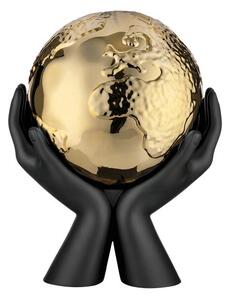 Bongelli preziosi statua moderna scultura mani mondo collezione Globe cm 9 x 10 NERO ORO