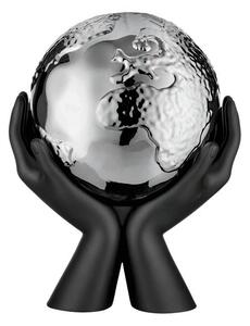 Bongelli preziosi statua moderna scultura mani mondo collezione Globe cm 9 x 10 NERO ARGENTO