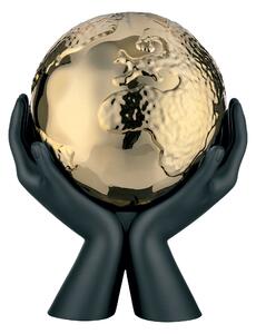 Bongelli preziosi statua moderna scultura mani mondo collezione Globe cm 36 X 27 NERO ORO