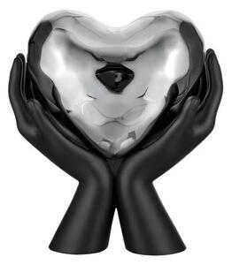 Bongelli preziosi statua moderna scultura Collezione Mani Cuore cm 9 x 10 NERO ARGENTO