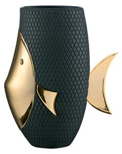 Bongelli preziosi Vaso alto a forma di pesce dal design moderno h 30 cm NERO ORO