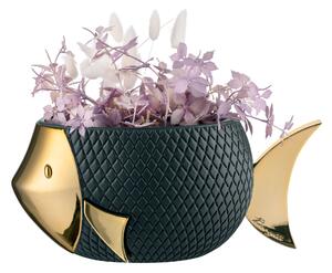 Bongelli preziosi Vaso basso a forma di pesce dal design moderno d. 28 cm NERO ORO