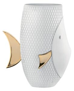 Bongelli preziosi Vaso alto a forma di pesce dal design moderno h 30 cm BIANCO ORO