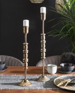 Set di 2 portacandele in metallo di colore dorato due misure candelieri classici stile tradizionale Beliani