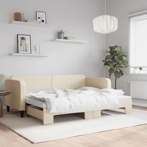 Divano Letto con Letto Estraibile Crema 80x200 cm Tessuto