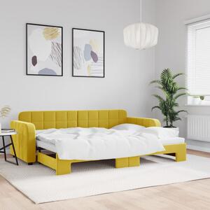 Divano Letto con Letto Estraibile Giallo 80x200 cm in Velluto