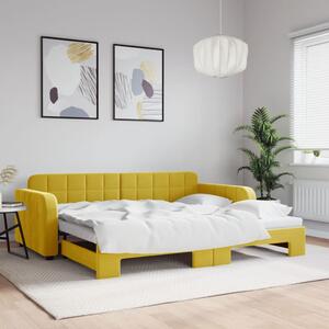 Divano Letto con Letto Estraibile Giallo 90x200 cm in Velluto