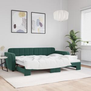 Divano Letto con Letto Estraibile Verde Scuro 80x200cm Velluto