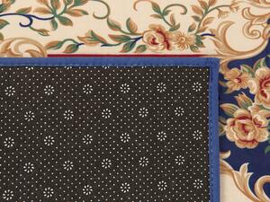 Tappeto tappetino Moquette Blu Bianco Tessuto in poliestere Motivo floreale vittoriano Fondo rivestito in gomma 160 x 230 cm Beliani