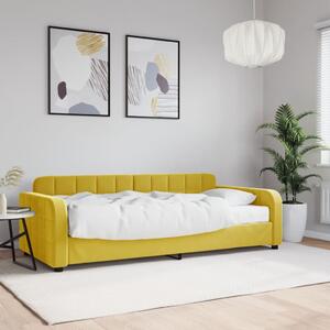 Divano Letto con Materasso Giallo 90x200 cm in Velluto