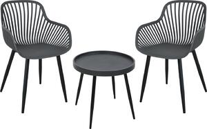 SVITA PHILLY Set di mobili da balcone, 3 pezzi, grigio/nero