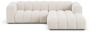 Divano angolare color crema (con penisola a destra/con chaise lounge) con rivestimento in ciniglia Lupine – Micadoni