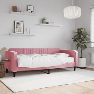 Divano Letto con Materasso Rosa 90x200 cm in Velluto