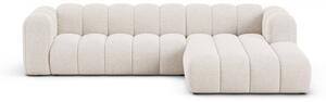 Divano angolare color crema (con penisola a destra/con chaise lounge) con rivestimento in ciniglia Lupine – Micadoni