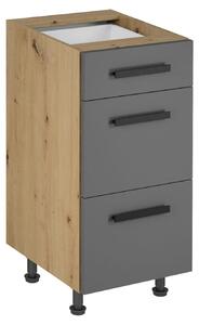 Mobiletto con cassetti inferiori VALEN 2 - larghezza 40 cm, rovere artigianale / grigio
