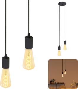 SSC-LUXon PARU lampada a sospensione vintage a 2 luci nera - design a sospensione con cavi tessili incl. 2x E27 LED Edison extra bianco caldo