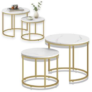 Couchitsch set di 2 rotondo, tavolino in metallo da salotto 53 x 45 cm & 43 x 35 cm (Ø x H), tavolino da divano in marmo, mulisoft, tavolino rotondo, 2 pezzi