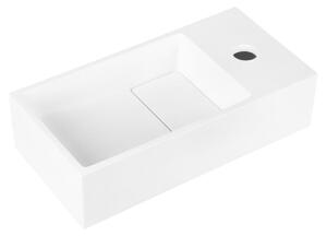 Lavabo da appoggio - Solid Surface resistente ai graffi - Lavabo da parete con foro per rubinetto - Lavabo compatto per bagno - 36 x 18,5 x 9 cm - Bianco