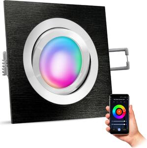 SSC-LUXon QF-2 Design Faretto da incasso LED RGB orientabile nero incl. WLAN Smart GU10 - Luce da incasso compatibile con Alexa, Siri e Google