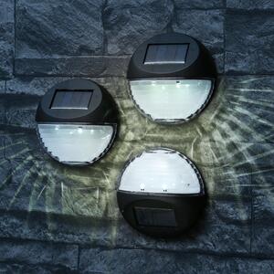 Luci di facciata solari a LED - luci da parete - LED bianco freddo - D: 11cm - sensore - nero - set di 3
