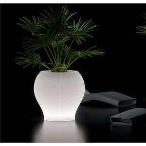 Vaso dalle forme morbide e avvolgenti, Vera Pot SMALL Dimensioni 50x h 48 cm -LED OUTDOOR BATTERY RGBW - OPA trasparente