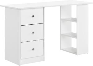 [Scrivania bianca 120x49x72cm con 3 ripiani e cassetti Scrivania per ufficio Scrivania per computer Tavolo per PC