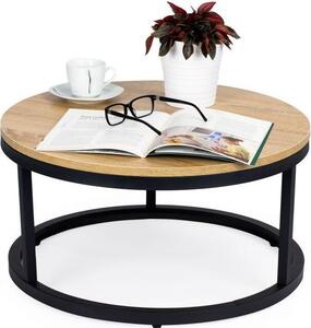 Tavolino da salotto 60x31,5 cm, stile moderno, tavolino rotondo, struttura in metallo, tavolino ausiliario dal design industriale minimalista