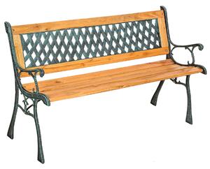 Tectake 401423 panchina da giardino tamara da due posti, in legno e ghisa 128 x 51 x 73 cm - marrone