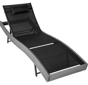 Tectake 402055 lettino prendisole in polyrattan delphine - grigio