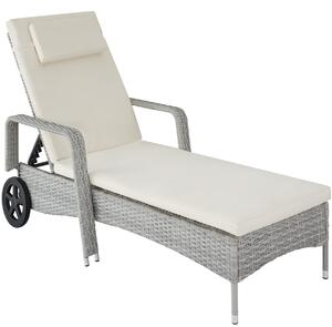 Tectake 403780 lettino prendisole in rattan - grigio chiaro