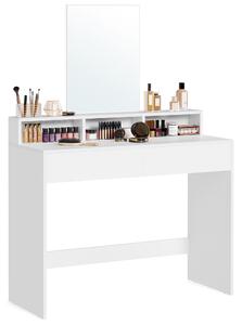 VASAGLE: toeletta con specchio grande, 2 cassetti, 3 ripiani aperti, bianco, stile moderno