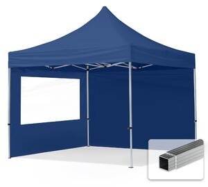 TOOLPORT 3x3m gazebo pieghevole con laterali (finestre panoramiche), ECONOMY alluminio, blu scuro