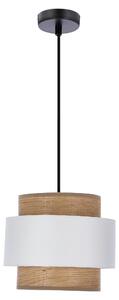 Lampada a sospensione con paralume bianco e noce, Forni, marrone e bianco, 1xE27x40W, tessuto, dimensioni: 100x20x20 cm, IP20, Candellux