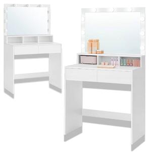 Comò da trucco con specchio per signore, tavolo da trucco, mobiletto cosmetico con cassetti e 3 scomparti, mobiletto da trucco, mobiletto cosmetico, bianco