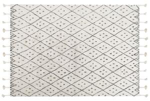 Tappeto cotone bianco sporco e nero 80 x 150 cm moderno orientale tribale nappe motivo geometrico Beliani