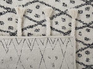 Tappeto cotone bianco sporco e nero 160 x 230 cm moderno orientale tribale nappe motivo geometrico Beliani