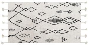 Tappeto cotone nero e bianco sporco 80 x 150 cm moderno orientale motivo geometrico Beliani