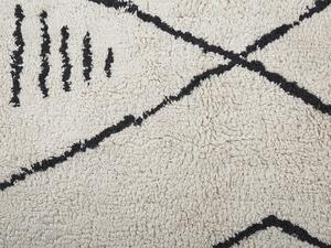 Tappeto cotone nero e bianco sporco 140 x 200 cm moderno orientale motivo geometrico Beliani