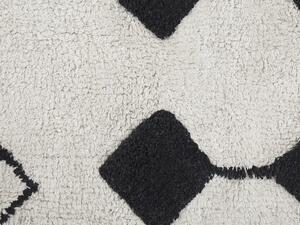 Tappeto cotone bianco sporco e nero 160 x 230 cm motivo geometrico nappe moderno orientale nappe Beliani