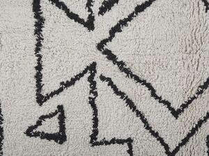 Tappeto nero e bianco sporco cotone 80 x 150 cm motivo geometrico nappe moderno orientale Beliani