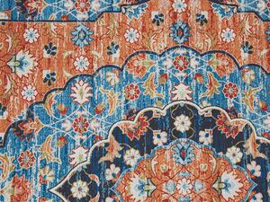 Tappeto passatoia blu e arancione poliestere 70 x 200 cm decorazioni orientali invecchiate per soggiorno camera da letto Beliani